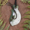 Hei Matau or Fish Hook carved from Hapopo Pounamu - NZ Greenstone