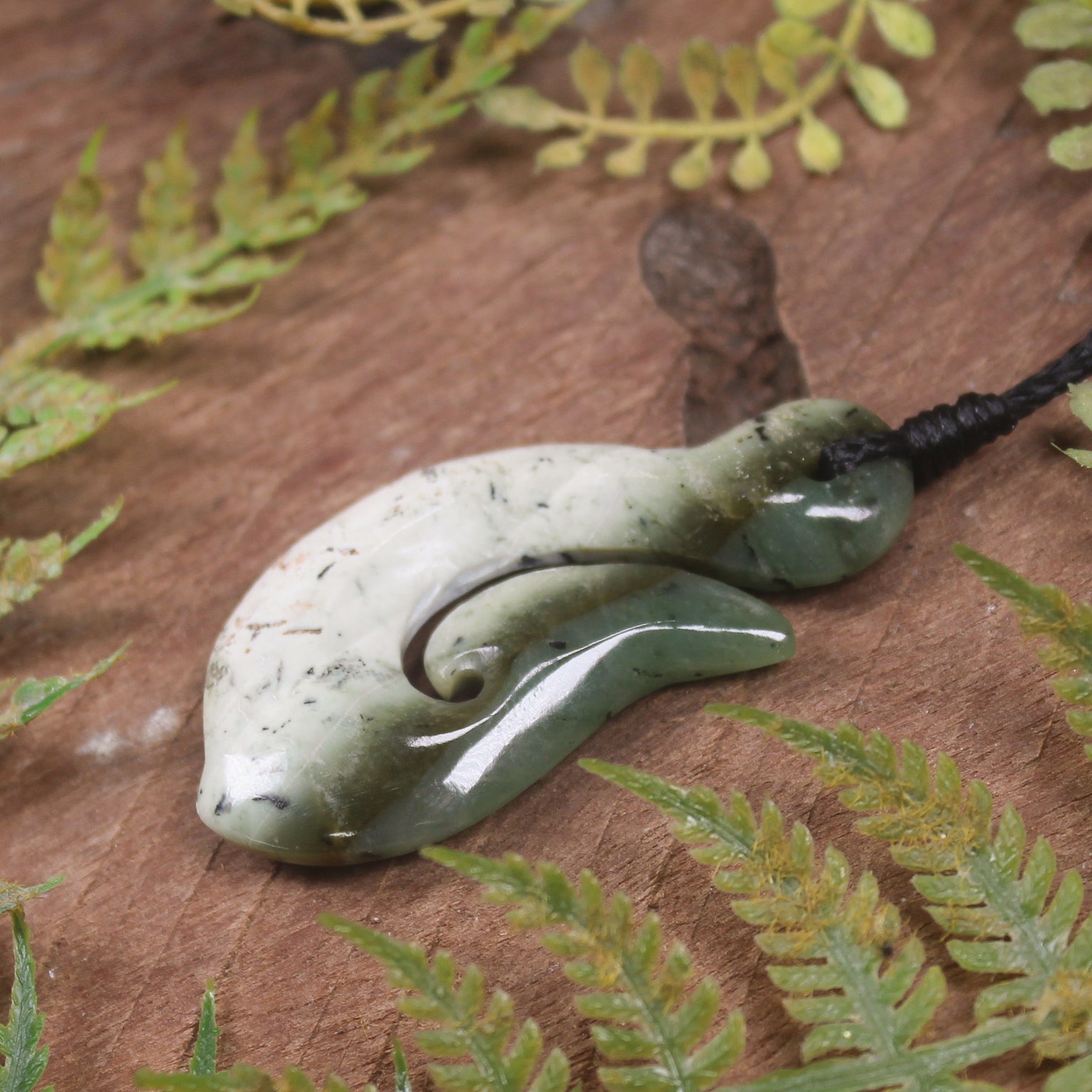 Hei Matau or Fish Hook carved from Hapopo Pounamu - NZ Greenstone