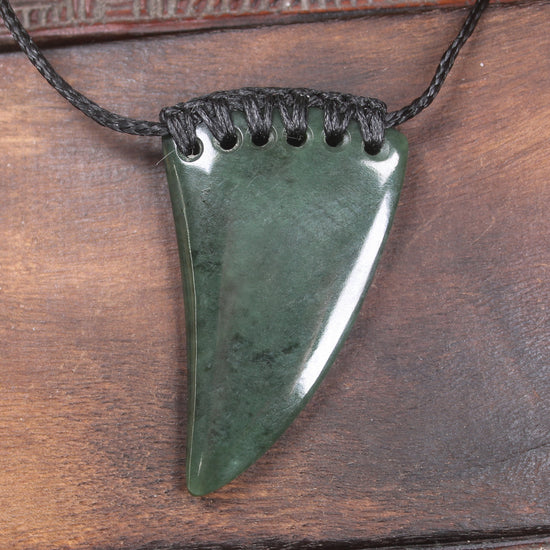 Taniwha Tooth or Niho carved from Kawakawa Pounamu - NZ Greenstone
