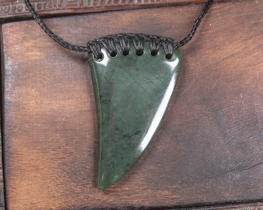 Taniwha Tooth or Niho carved from Kawakawa Pounamu - NZ Greenstone
