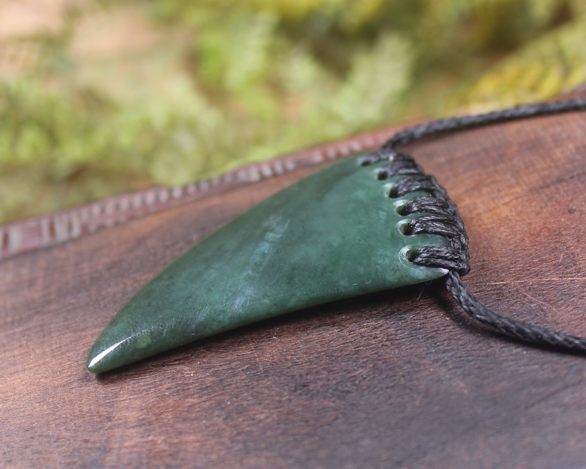Taniwha Tooth or Niho carved from Kawakawa Pounamu - NZ Greenstone