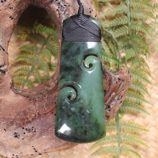 Toki or Adze with Koru Pendant carved from Rimu Pounamu - NZ Greenstone