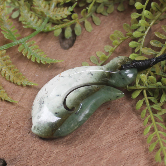 Hei Matau or Fish Hook carved from Hapopo Pounamu - NZ Greenstone