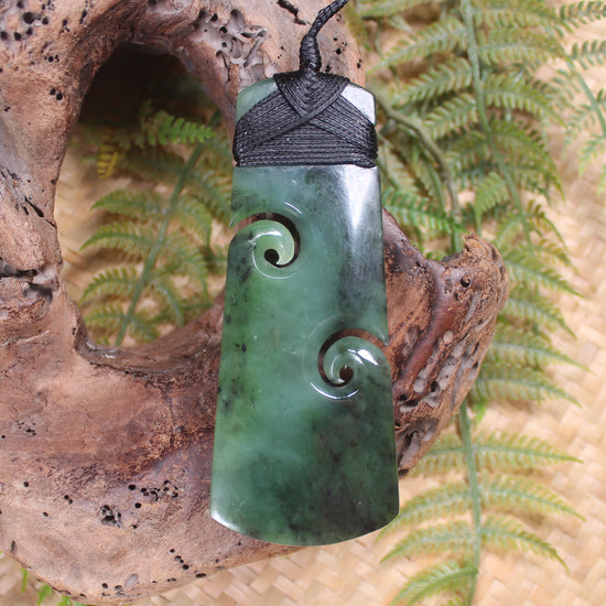 Toki or Adze with Koru Pendant carved from Rimu Pounamu - NZ Greenstone