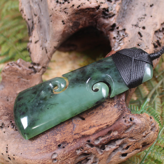Toki or Adze with Koru Pendant carved from Rimu Pounamu - NZ Greenstone