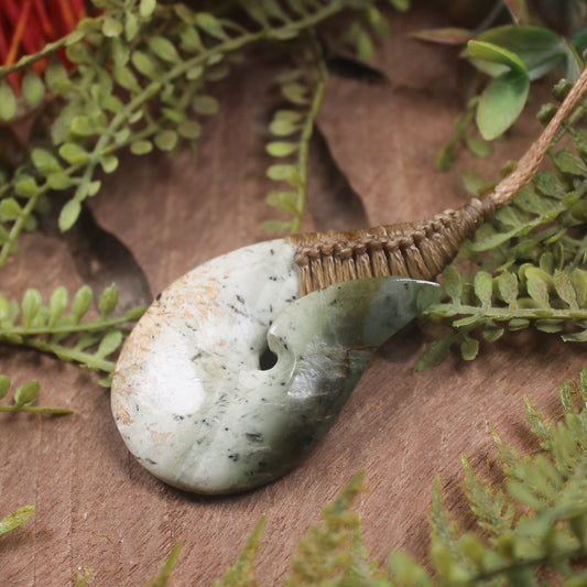 Hei Matau or Fish Hook carved from Hapopo Pounamu - NZ Greenstone