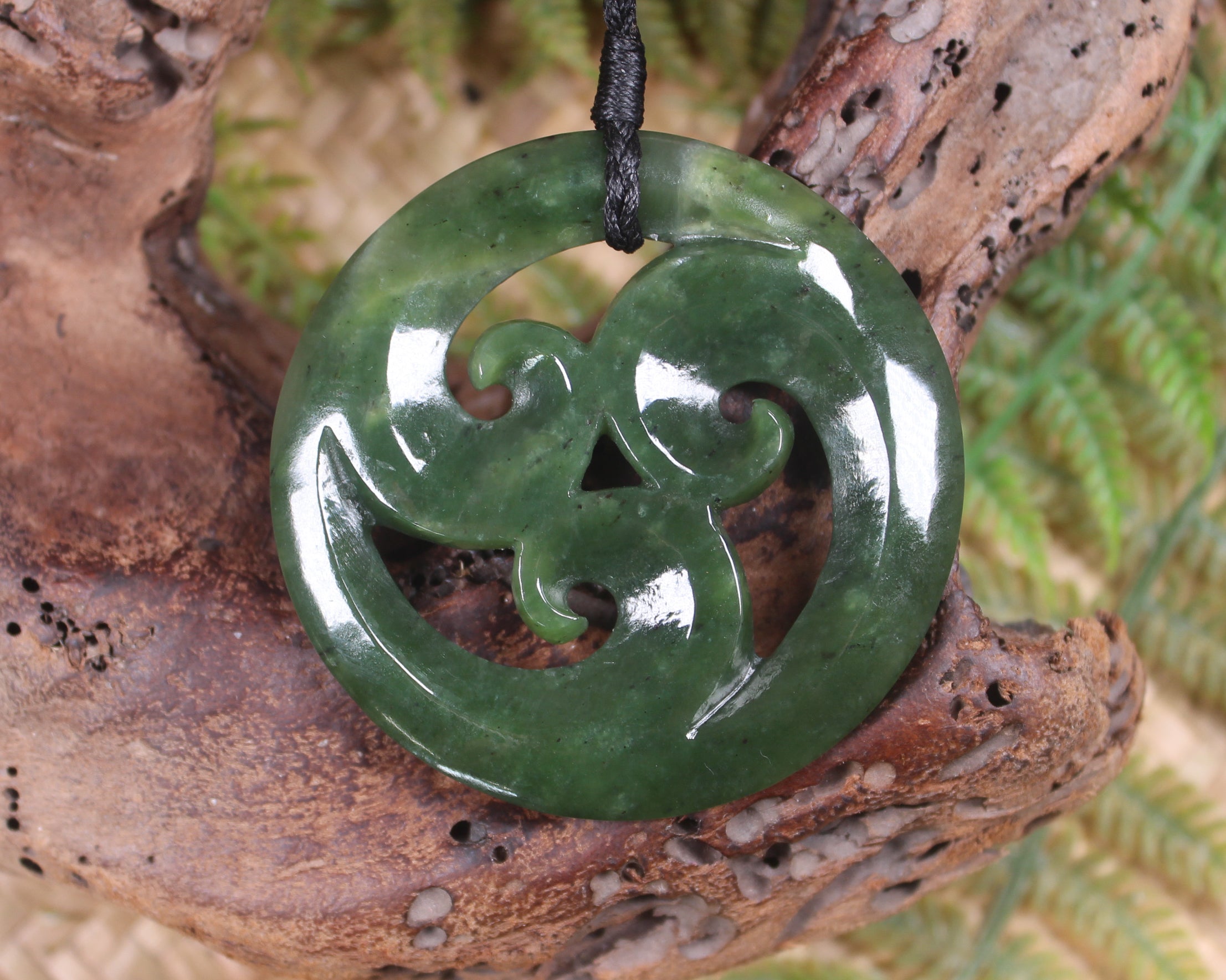 Koru carved from Rimu Pounamu - NZ Greenstone