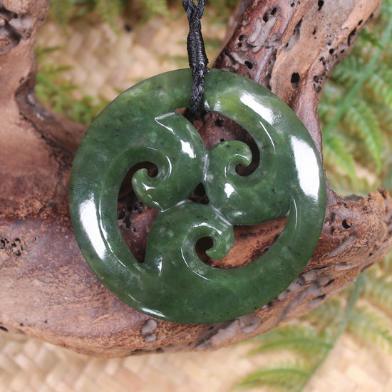 Koru carved from Rimu Pounamu - NZ Greenstone