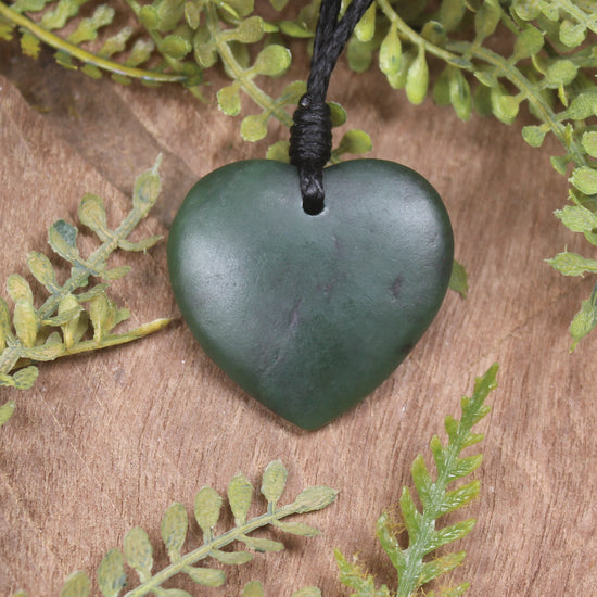 Heart carved from Kawakawa Pounamu - NZ Greenstone