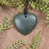 Heart carved from Kawakawa Pounamu - NZ Greenstone