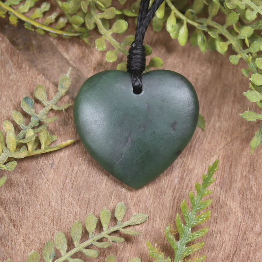 Heart carved from Kawakawa Pounamu - NZ Greenstone