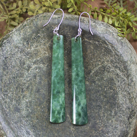 Roimata or Teardrop earrings carved from Kawakawa Pounamu - NZ Greenstone