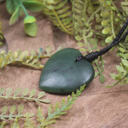 Heart carved from Kawakawa Pounamu - NZ Greenstone