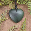 Heart carved from Kawakawa Pounamu - NZ Greenstone