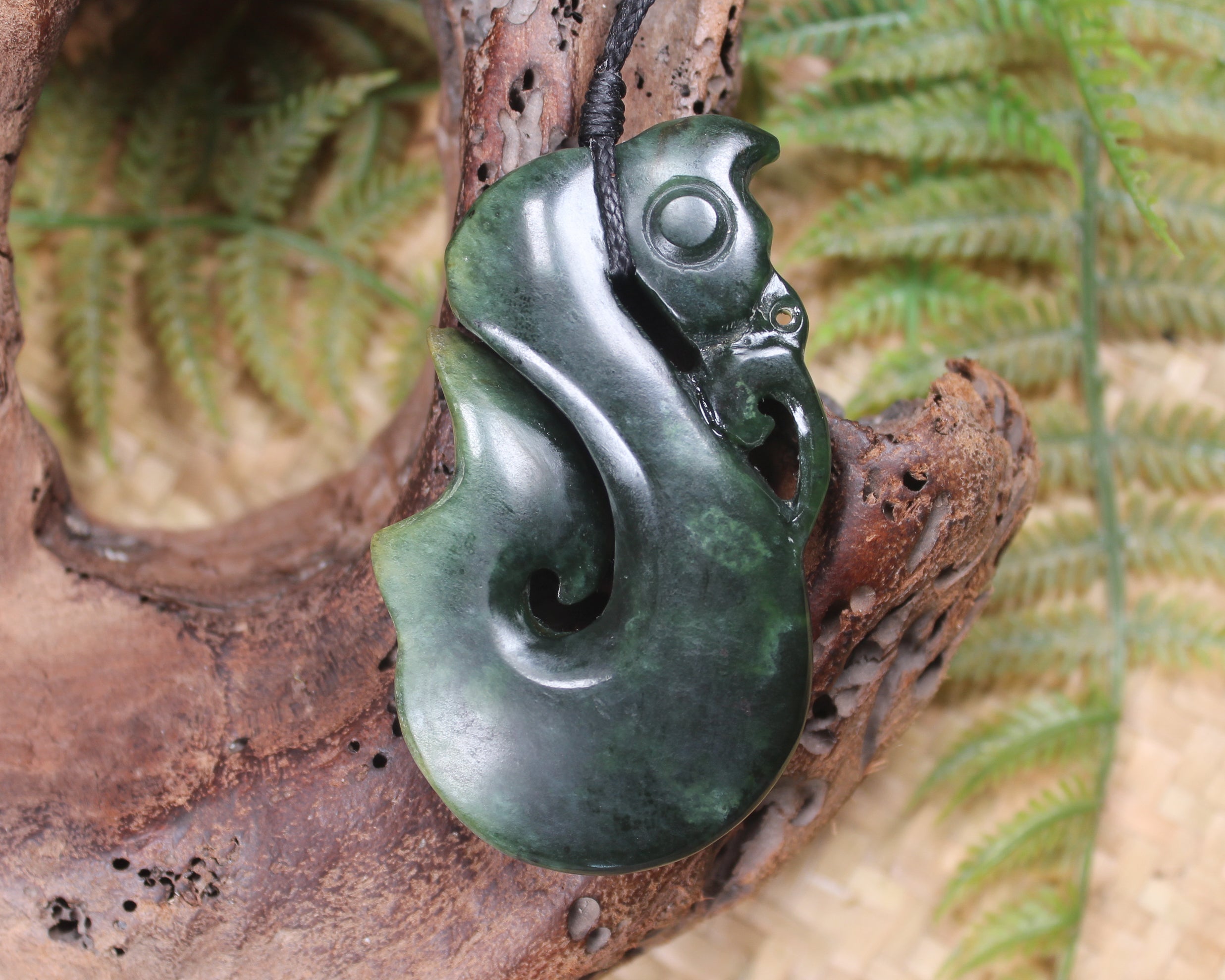 Manaia carved from Flower Jade Pounamu - NZ Greenstone