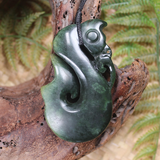 Manaia carved from Flower Jade Pounamu - NZ Greenstone