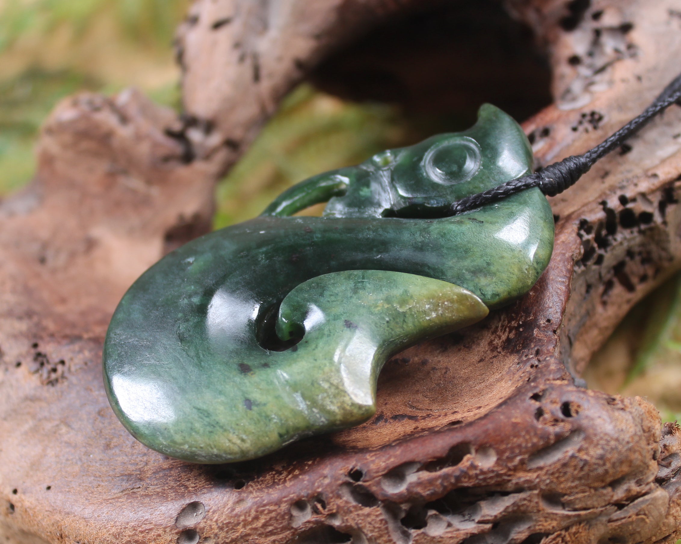 Manaia carved from Flower Jade Pounamu - NZ Greenstone