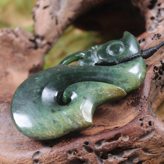 Manaia carved from Flower Jade Pounamu - NZ Greenstone