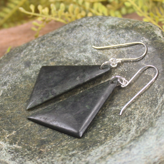 Roimata or Teardrop earrings carved from Kawakawa Pounamu - NZ Greenstone