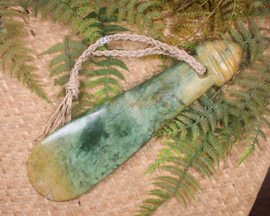 Mere carved from Flower Jade Pounamu - NZ Greenstone