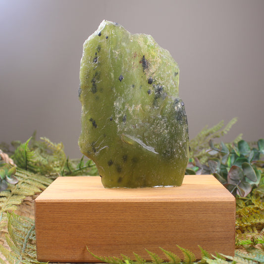 Freeform Tangiwai Pounamu Sculpture set on a wooden base - NZ Greenstone