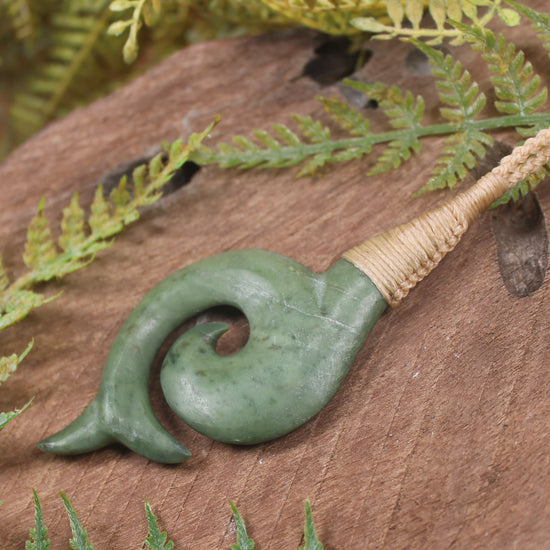 Whale Tail carved from Kawakawa Pounamu - NZ Greenstone