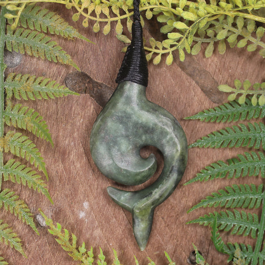 Whale Tail carved from Kawakawa Pounamu - NZ Greenstone