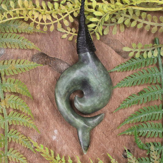 Whale Tail carved from Kawakawa Pounamu - NZ Greenstone