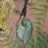 Hei Matau or Fish Hook carved from Kawakawa Pounamu - NZ Greenstone