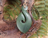 Hei Matau or Fish Hook carved from Hapopo Pounamu - NZ Greenstone