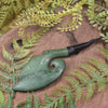 Hei Matau or Fish Hook carved from Kawakawa Pounamu - NZ Greenstone