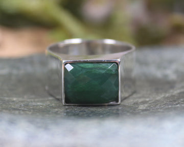 Sterling Silver Kawakawa Pounamu Ring - NZ Greenstone