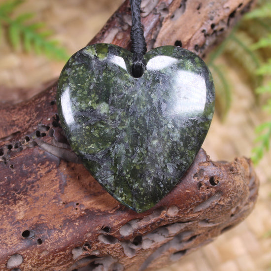 Heart carved from Douglas Creek Pounamu - NZ Greenstone