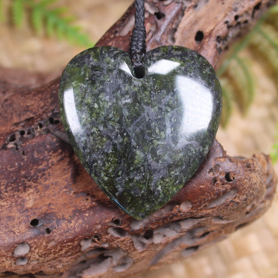 Heart carved from Douglas Creek Pounamu - NZ Greenstone