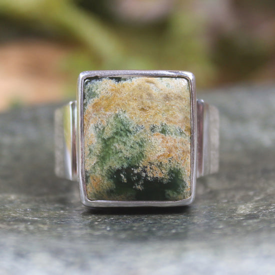 Sterling Silver Flower Jade Pounamu Ring - NZ Greenstone