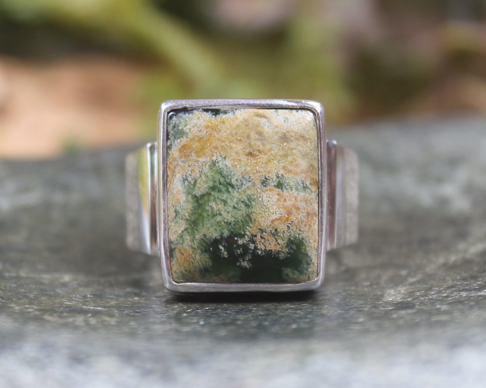 Sterling Silver Flower Jade Pounamu Ring - NZ Greenstone