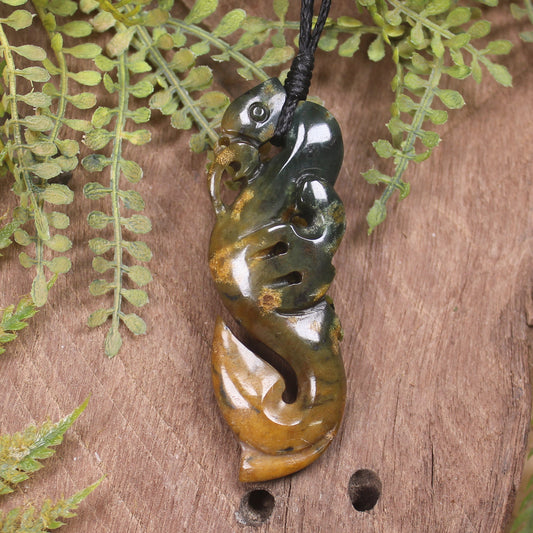 Manaia pendant carved from Totoweka Pounamu - NZ Greenstone