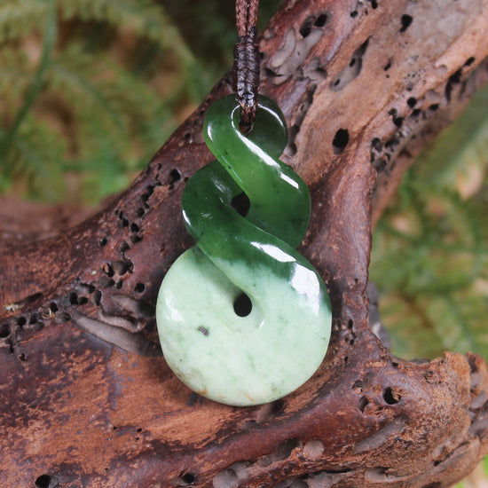 Twist carved from Rimu Pounamu - NZ Greenstone
