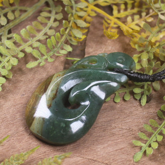 Manaia carved from Flower Jade Pounamu - NZ Greenstone
