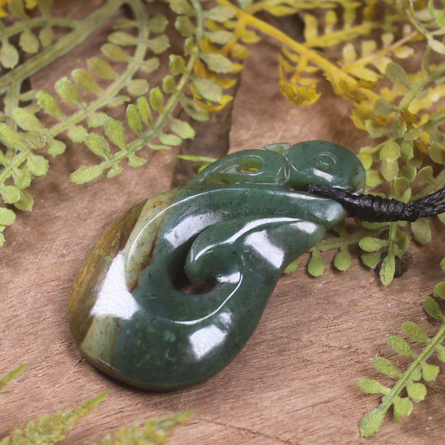 Manaia carved from Flower Jade Pounamu - NZ Greenstone