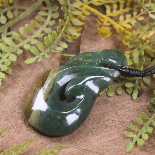 Manaia carved from Flower Jade Pounamu - NZ Greenstone