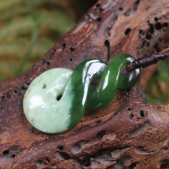 Twist carved from Rimu Pounamu - NZ Greenstone