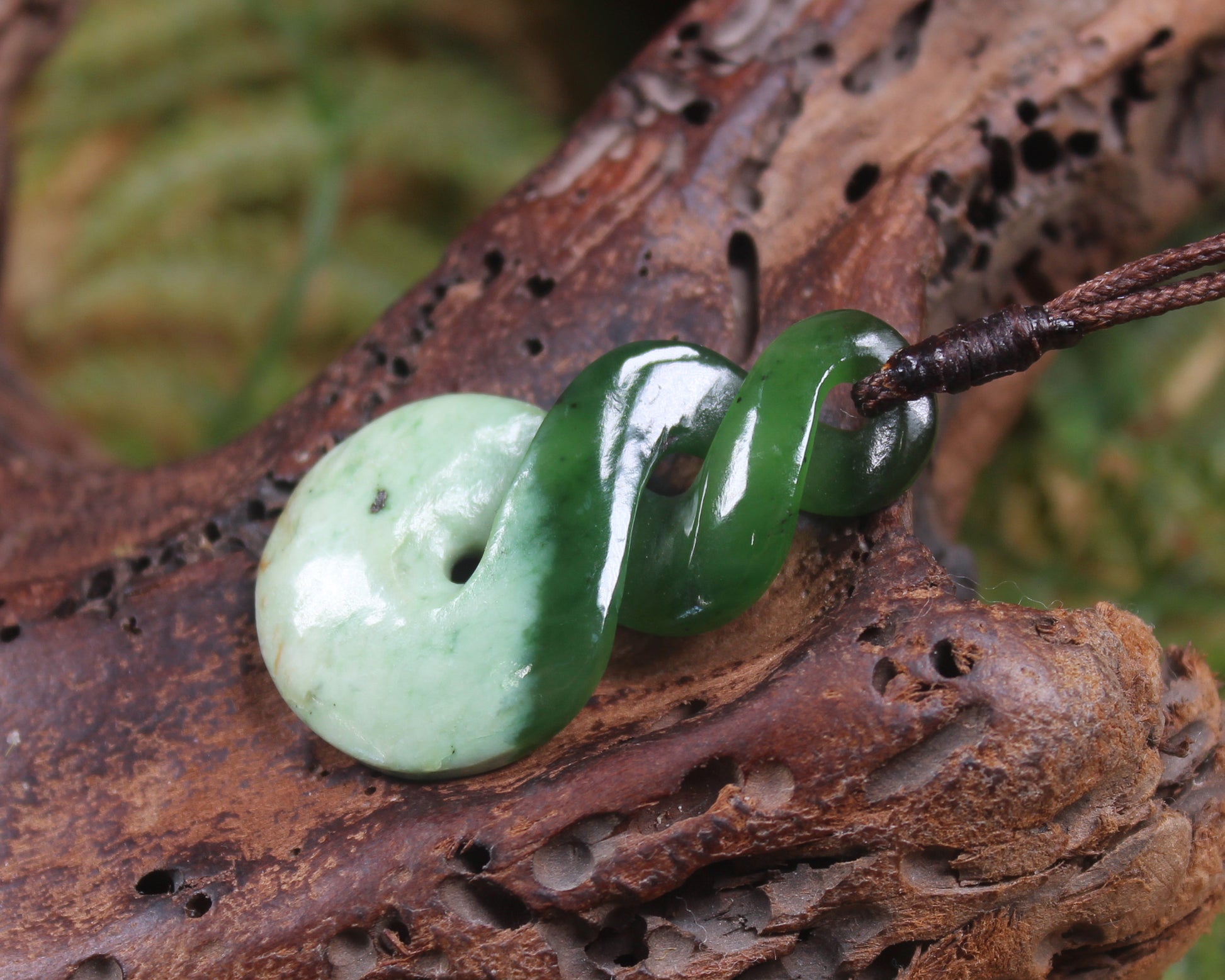 Twist carved from Rimu Pounamu - NZ Greenstone