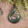 Hei Matau or Fish Hook carved from Kawakawa Pounamu - NZ Greenstone