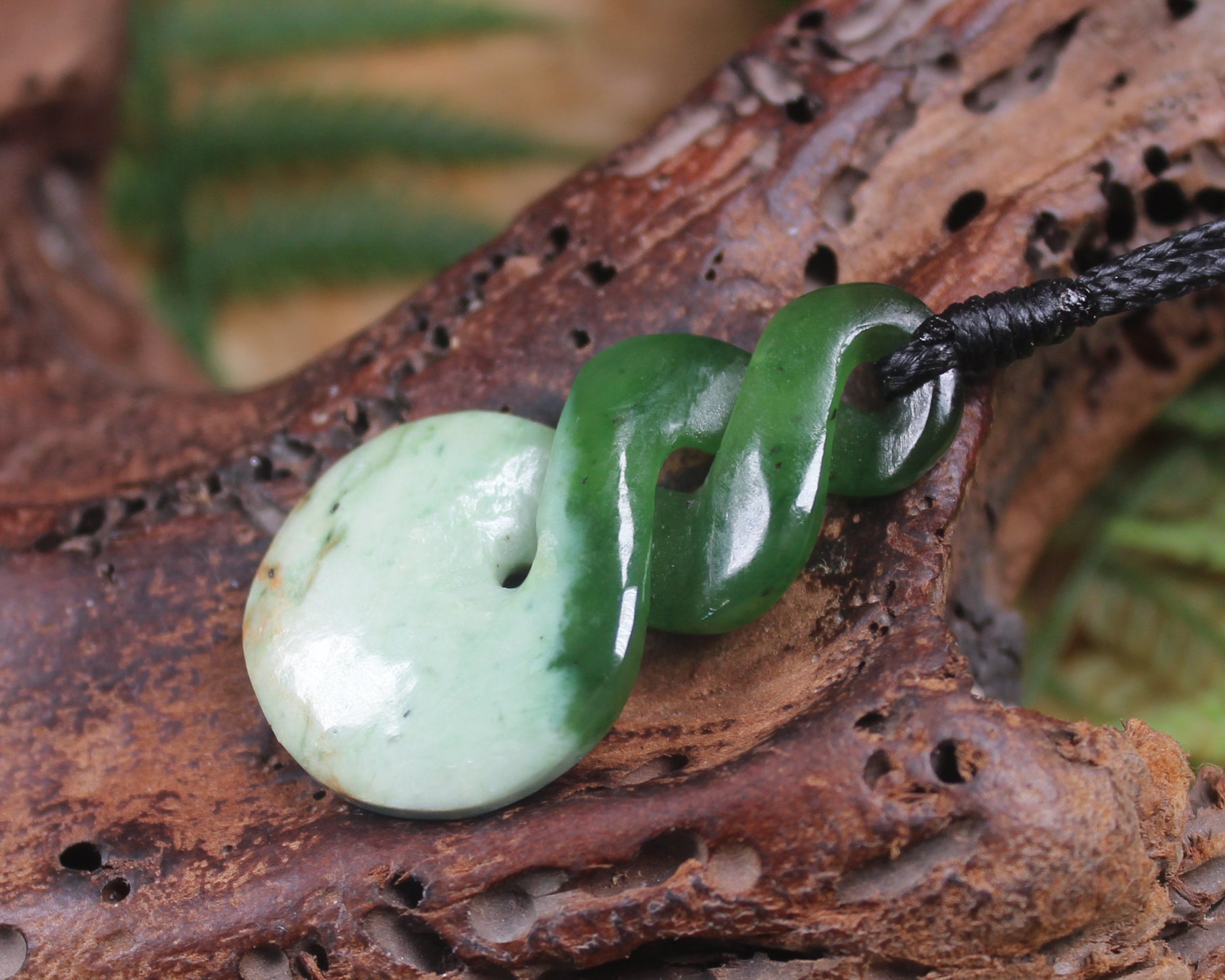 Twist carved from Rimu Pounamu - NZ Greenstone