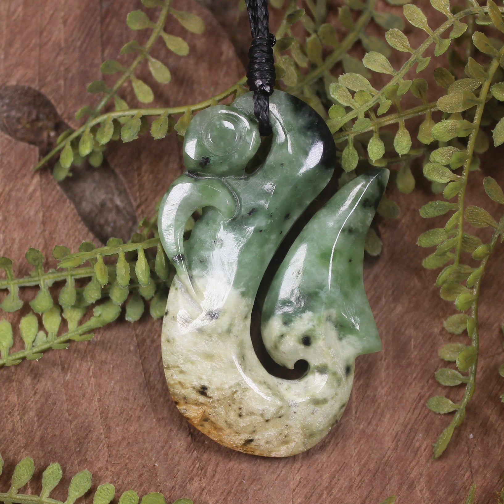 Manaia carved from Flower Jade Pounamu - NZ Greenstone