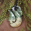 Manaia carved from Flower Jade Pounamu - NZ Greenstone