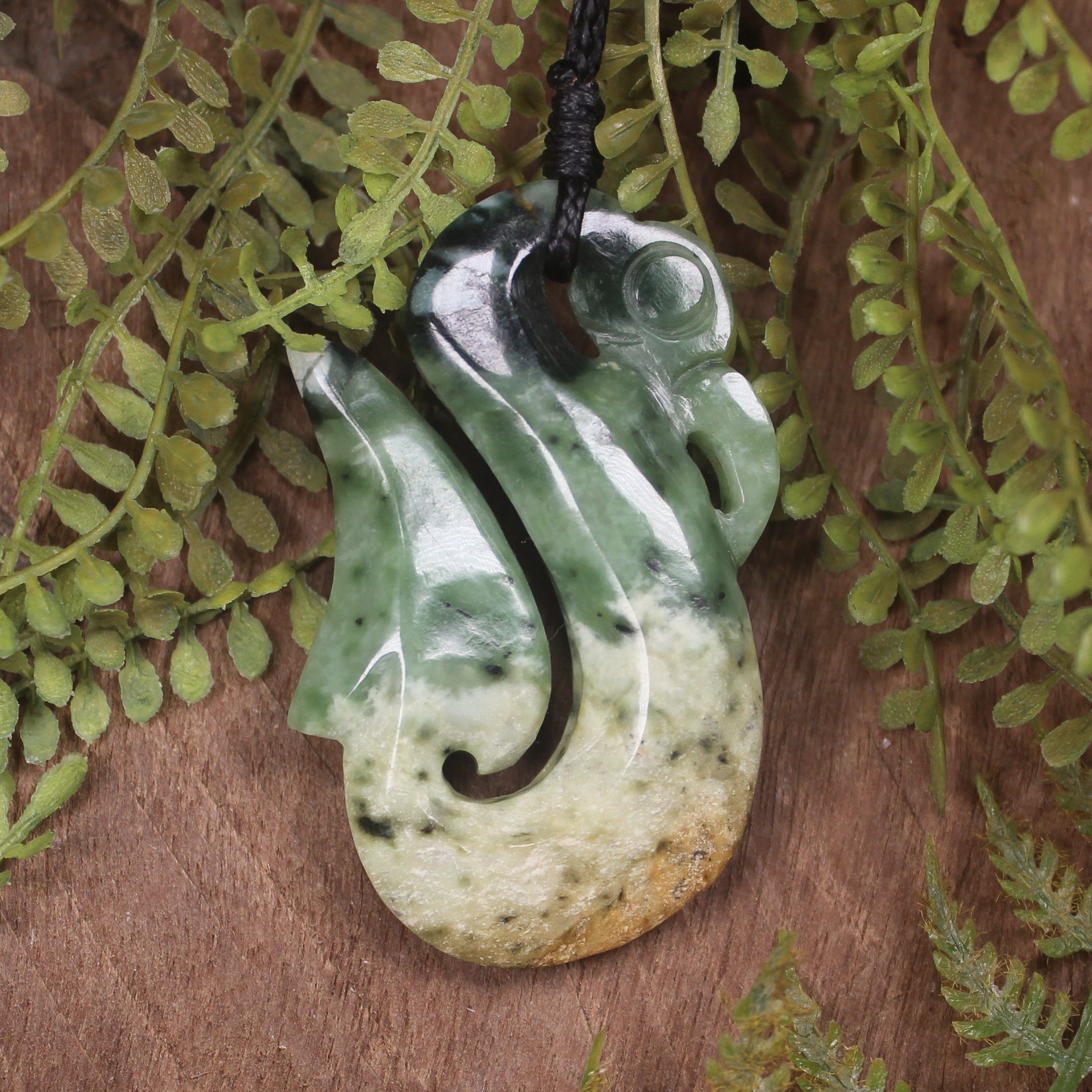 Manaia carved from Flower Jade Pounamu - NZ Greenstone
