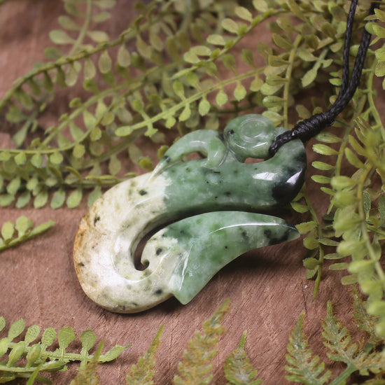Manaia carved from Flower Jade Pounamu - NZ Greenstone