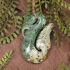 Manaia carved from Flower Jade Pounamu - NZ Greenstone